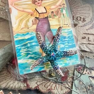 Elegant Starfish Brooch with Blue and Silver Accents